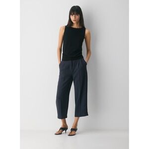 Aritzia Wilfred Effortless Cropped Pant Black High Rise Crepette Size 16 NWT